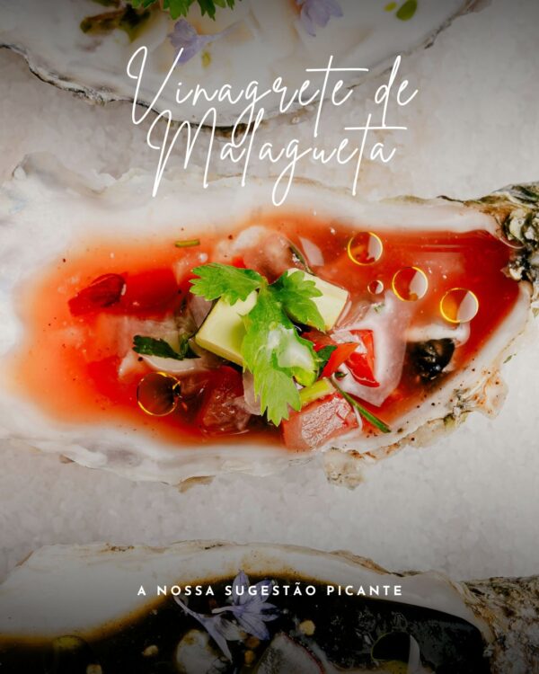 Home Fotografia de uma Ostra Umimare com vinagrete de malagueta